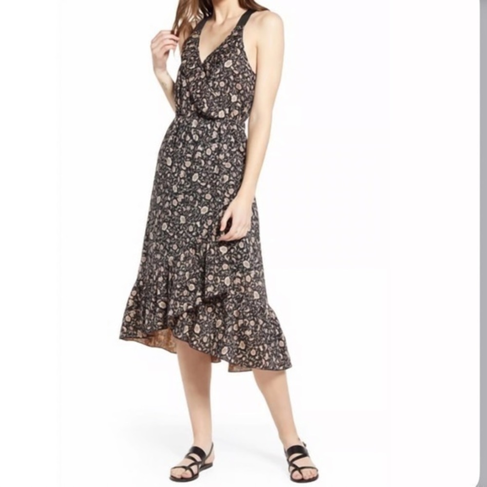 Maison Scotch & Soda Floral Block Print Ruffle Dress